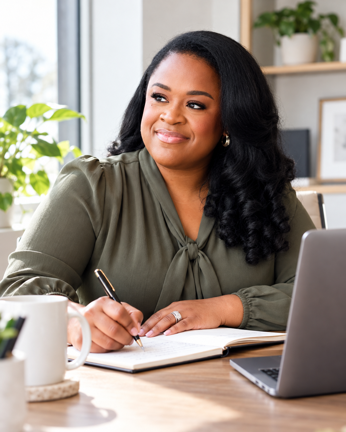 Alicia Perkins working at her desk