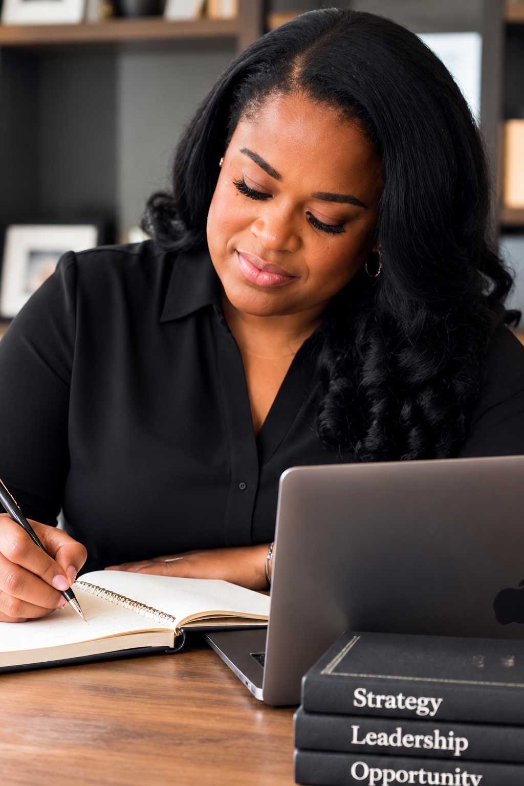 Alicia Perkins working at her desk